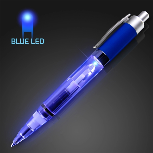 Plastic Blue LED Pen with Blue Barrel - Image 2