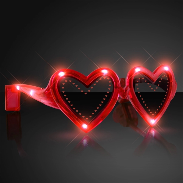 Flashing Heart Shaped Red Light Up Sunglasses - Image 2