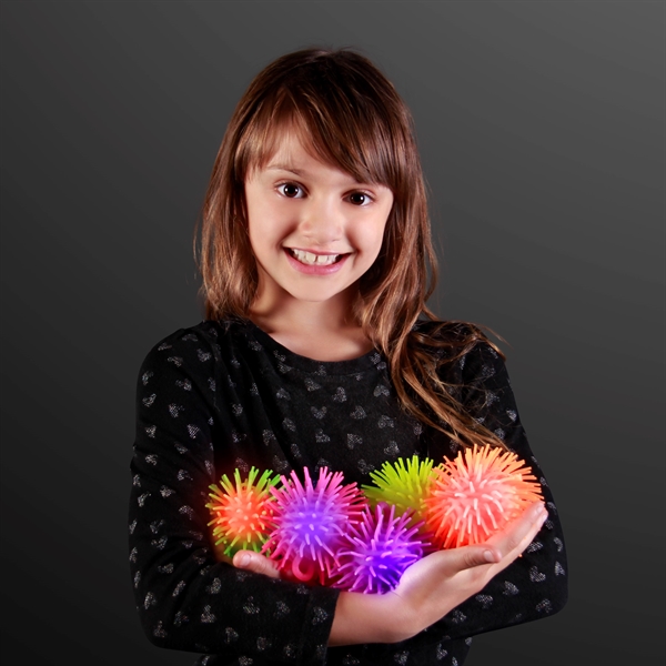 Soft Assorted Light Up Puffer Balls With  Printed Card - Image 1