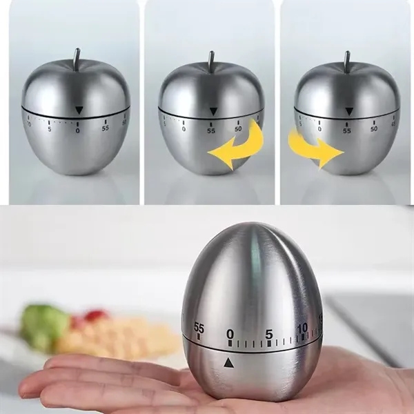 60-Minute Stainless Steel Egg/Apple Shape Kitchen Winding  - Image 3