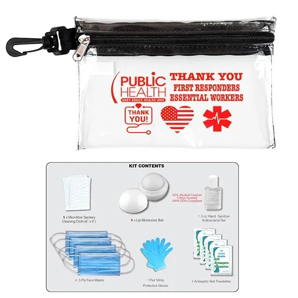 12 Piece Safety Kit in Zipper Pouch with Carabiner Attachmen - Image 4