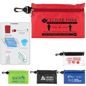 12 Piece Safety Kit in Zipper Pouch with Carabiner Attachmen