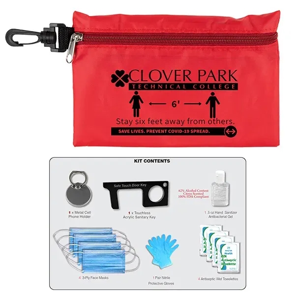 12 Piece Safety Kit in Zipper Pouch with Carabiner Attachmen - Image 2