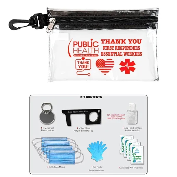 12 Piece Safety Kit in Zipper Pouch with Carabiner Attachmen - Image 6