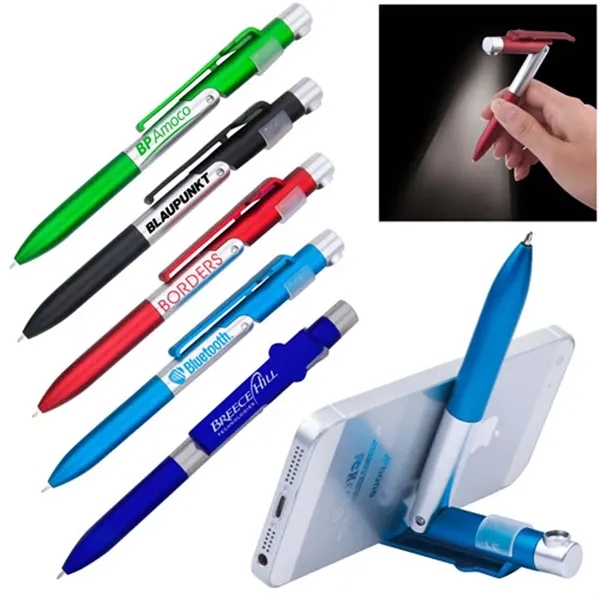 3 In 1 Smartphone Stand LED Writing Light Ballpoint Pen - Image 2