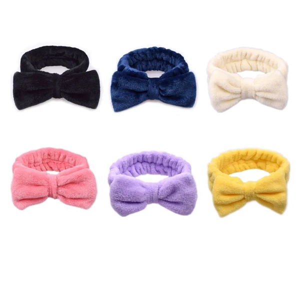 Bow headbands makeup soft coral velvet headwrap     - Image 1