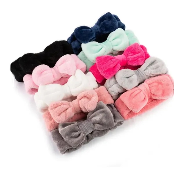 Bow headbands makeup soft coral velvet headwrap     - Image 2