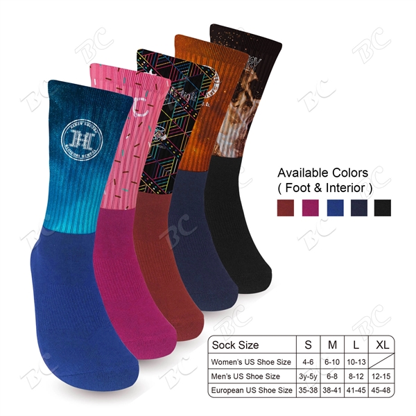 COLOR FOOT ATHLETIC SOCKS with Your Full Color Design TOP - Image 1