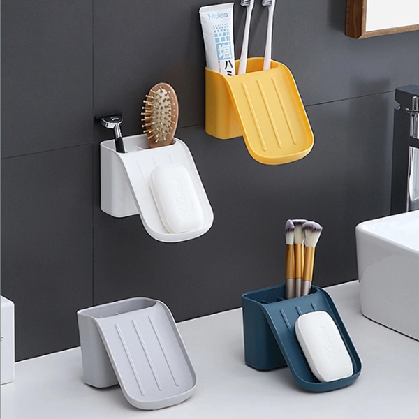 Dual Toothbrush Holder And Soap Holder With Sucker     - Image 2