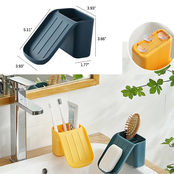 Dual Toothbrush Holder And Soap Holder With Sucker     - Image 3