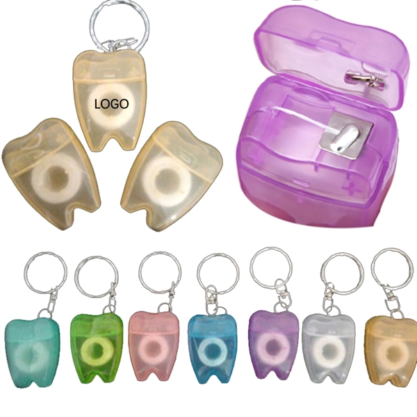 16 Yards Tooth Shaped Dental Floss Dispenser with Keyring    - Image 2