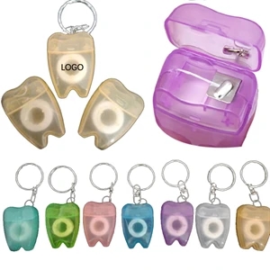 16 Yards Tooth Shaped Dental Floss Dispenser with Keyring   