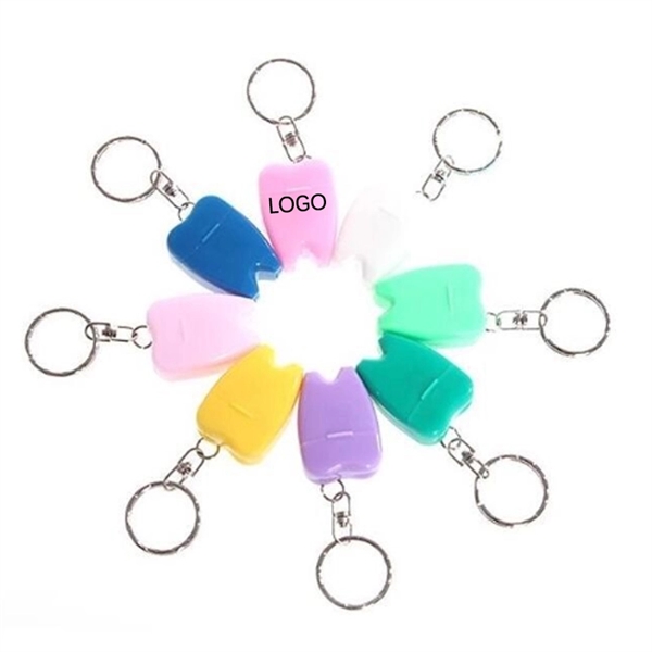 16 Yards Tooth Shaped Dental Floss Dispenser with Keyring    - Image 4