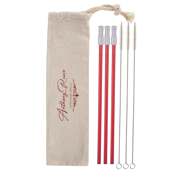 3- Pack Park Avenue Stainless Straw Kit with Cotton Pouch - Image 26