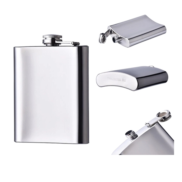 8oz Stainless Steel Hip Flask - Image 2