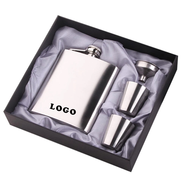 7oz. Stainless Steel Flask Gift Set - Image 2