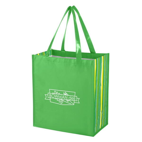 Shiny Laminated Non-Woven Tropic Shopper Tote Bag - Image 7