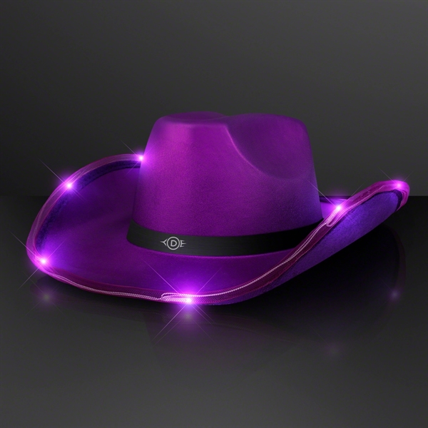 Shiny Light Up Purple Cowboy Hat - Image 1