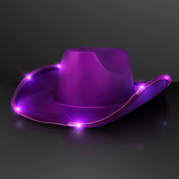 Shiny Light Up Purple Cowboy Hat - Image 2