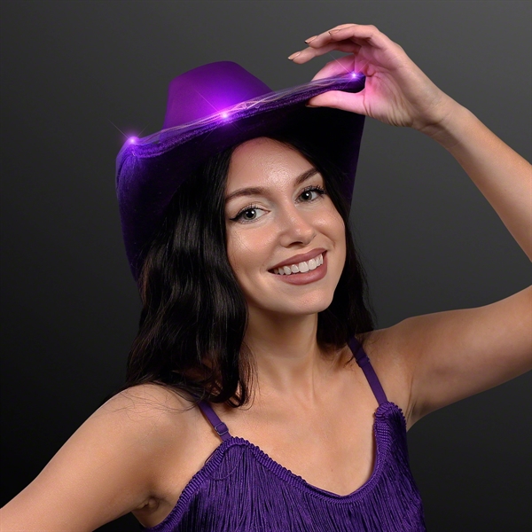 Shiny Light Up Purple Cowboy Hat - Image 3