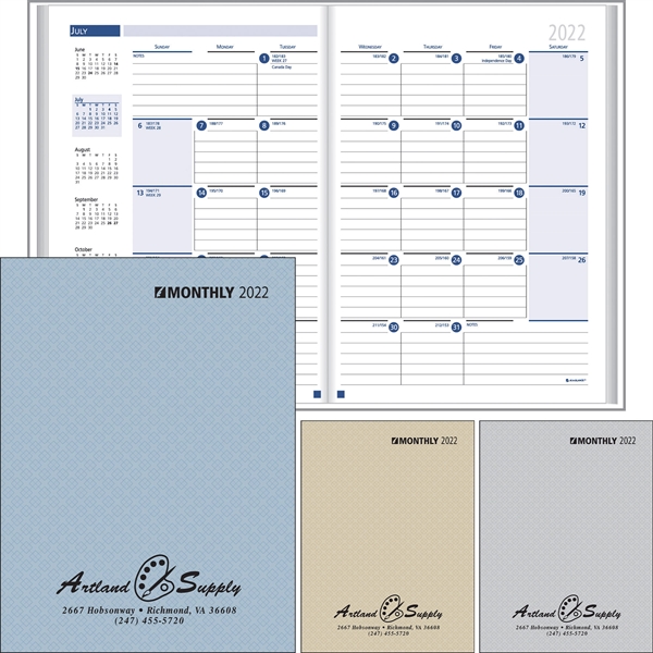 Ruled Monthly Format Stitched to Paper Cover Desk Planner