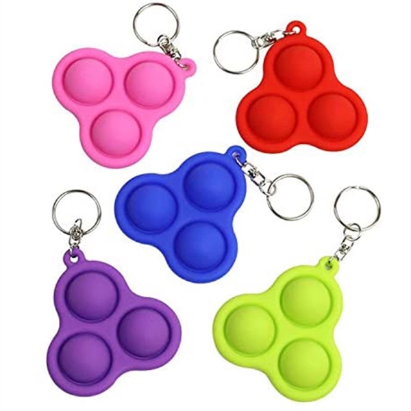 Triangular Silicone Push Pop Bubble Toy Key Chain     - Image 1