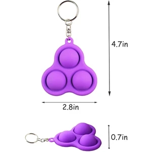 Triangular Silicone Push Pop Bubble Toy Key Chain    