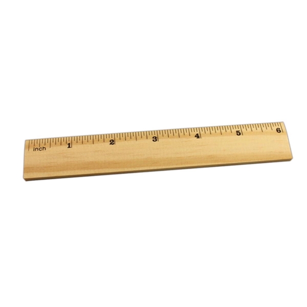 6 inch Natural Finish Wood Ruler - Image 2