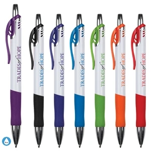 White Pen w/ Colored Gripper - Free FedEx Ground Shipping