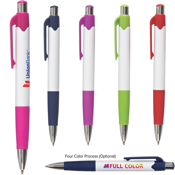 White Pen w/ Colored Gripper  Accents - Image 1
