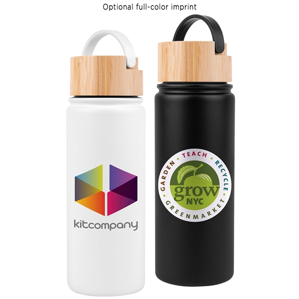 20oz. Vacuum-Sealed Stainless Water Bottle with Bamboo Lid - Image 4