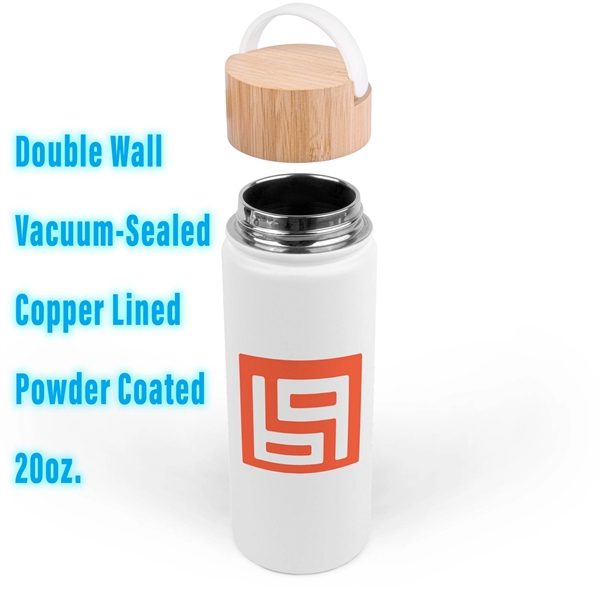 20oz. Vacuum-Sealed Stainless Water Bottle with Bamboo Lid - Image 6