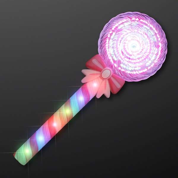 11.8" Deluxe Light Up Spinning Lollipop Wand - Image 1