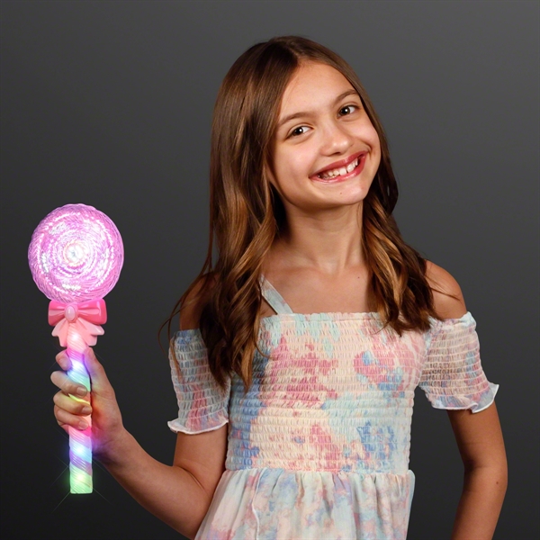 11.8" Deluxe Light Up Spinning Lollipop Wand - Image 2