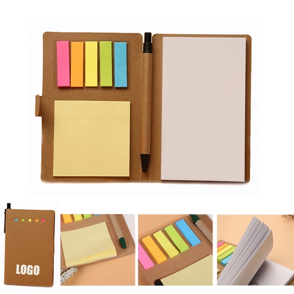 Recycled Notepad Notebook with Sticky Note & Pen