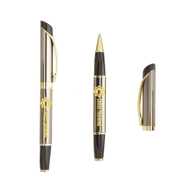 Deluxe Triangle-Designed Rollerball Pen with Gold Accents