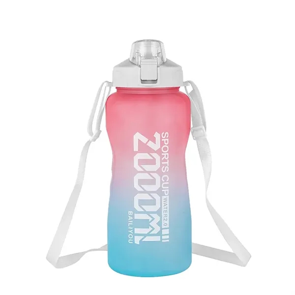 2000mlstraw pop-up cover anti-drop frosted sports bottle