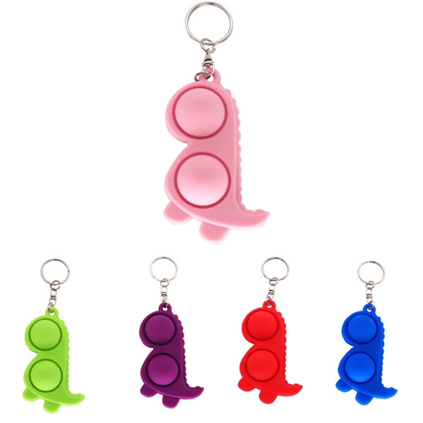 Silicone Dinosaur Push Pop Fidget Bubble Toy Keychain