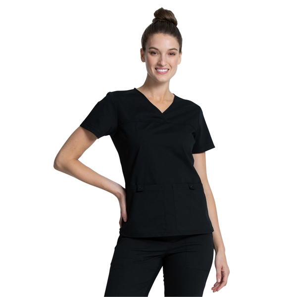 Cherokee Workwear Professionals V-Neck Knit Panel Top