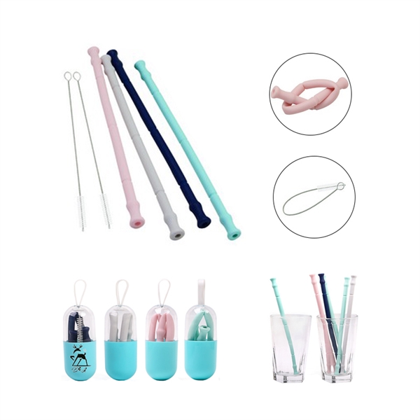 Foldable Silicone Straw In Case
