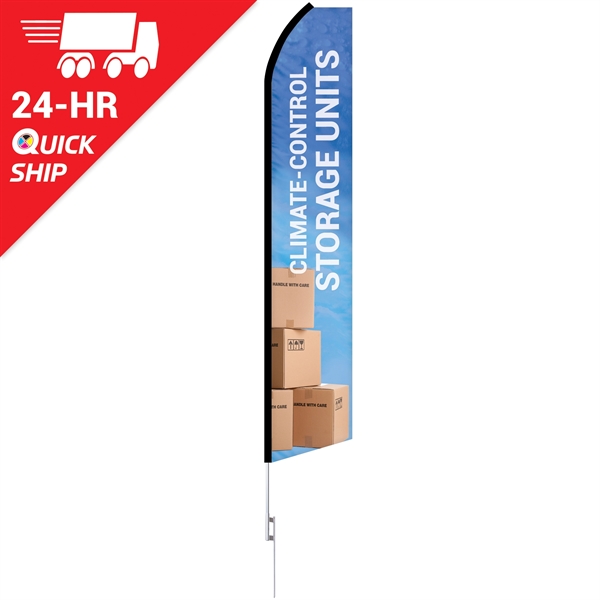 24 - Hour 12' Digitally Printed Custom Swooper Banner w/Pole