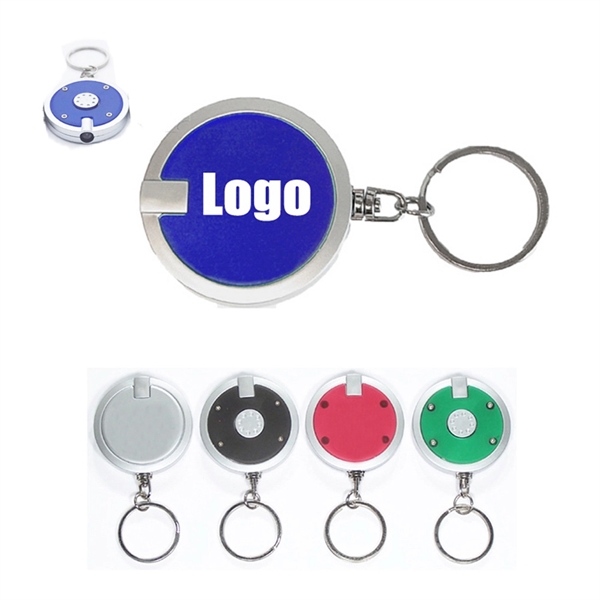 Deluxe coaster shape round mini flashlight keychain