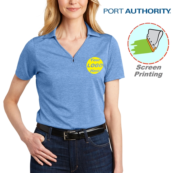 Port Authority Ladies Shadow Stripe Polo w/ Screen Print