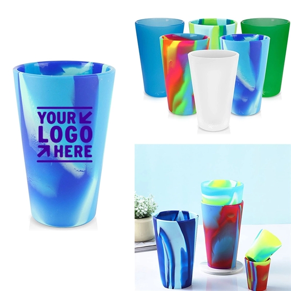 16 OZ Unbreakable Rainbow Silicone Cup Drinkware