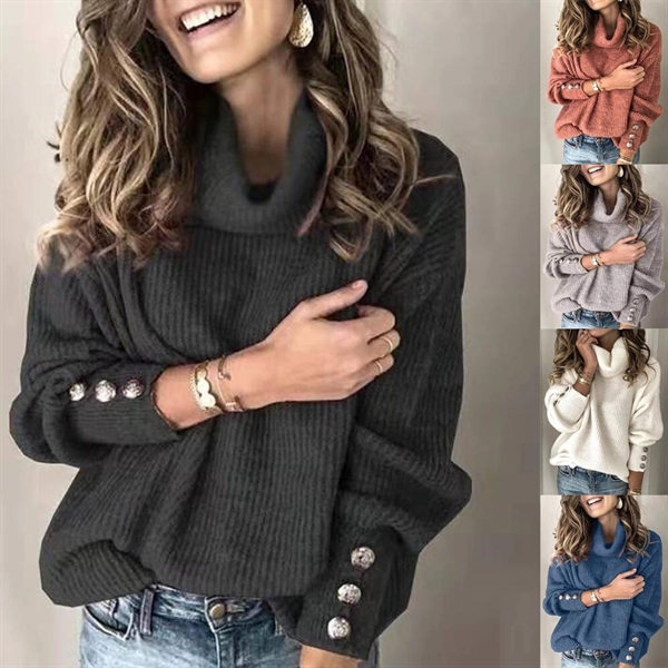 Winter Knit Sweater Turtleneck Loose Pullover Tops