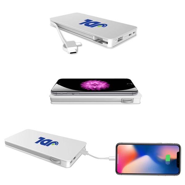 The Trio Power Bank Wireless Charging Pad with 3-in-1 Cab...