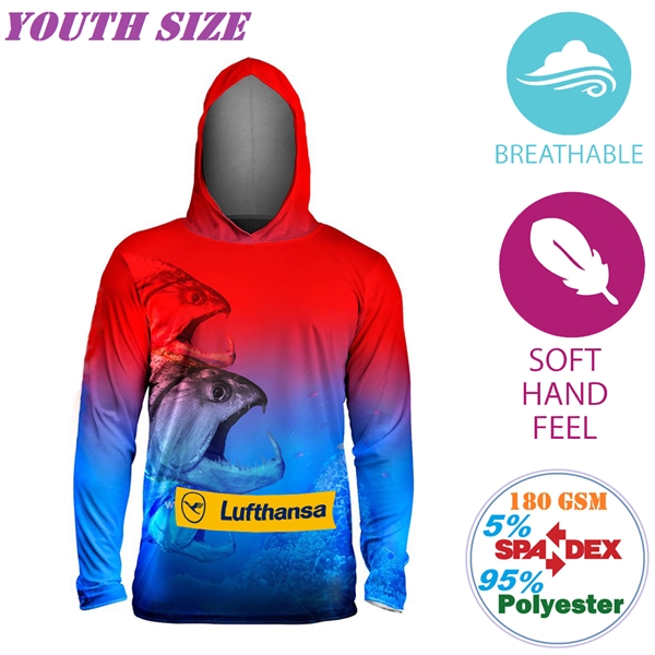 180G Poly-Cotton Casual Youth Long Sleeve T-Shirts W/ Hoodie
