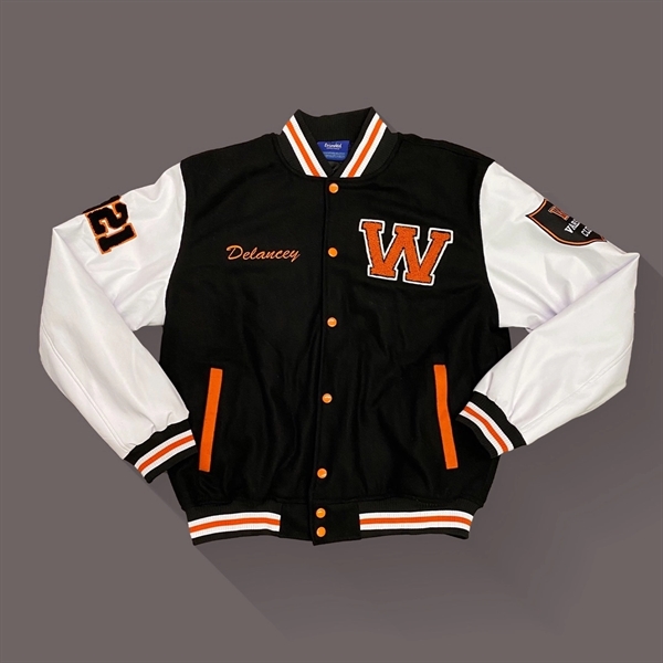 Faux Leather and Wool Varsity Letterman Jacket