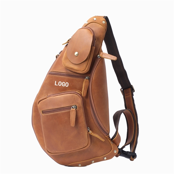 Leather tide men's large - capacity cross - shoulder bag