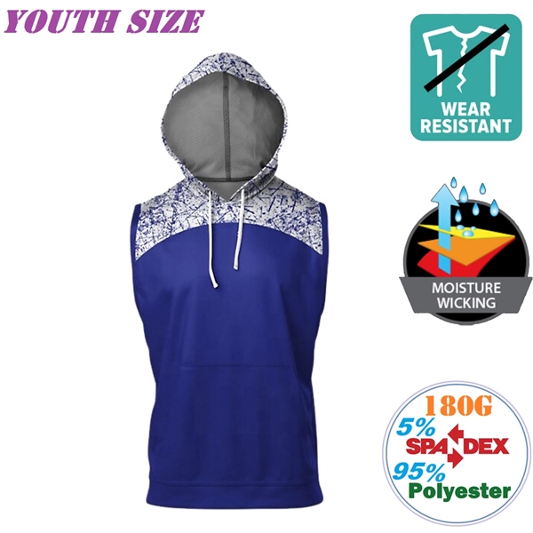 180G Milk Silk Breathable Youth Sleeveless Pullover Hoodies
